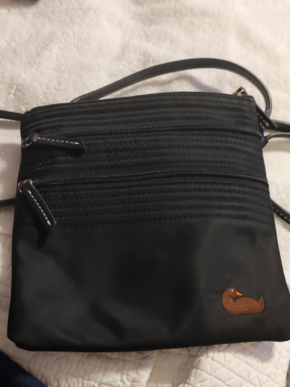 Black Crossbody Bag with Dual Zippers